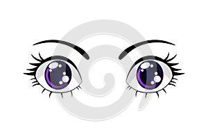 Colorful Cartoon Funny Purple Eyes. Vector Isolated illustration on white background